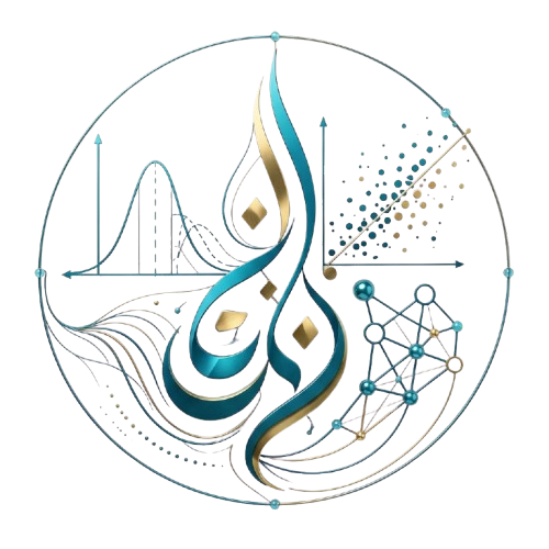 Abstract illustration of Arabic calligraphy merging with data science concepts